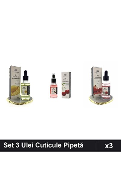 global fashion Set 3 Ulei Cuticule Pipetă 30ml - Lămâie, Cireșe, Rodie
