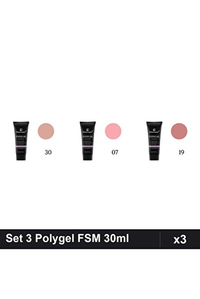 FSM Set 3 Polygel 30ml - Nr.30, Nr.07, Nr.19 - Constructie Unghii