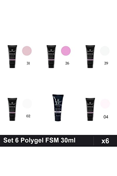 FSM Set 6 Polygel 30ml - Nr.31, Nr.26, Nr.29, Nr.02, Nr.23, Nr.04