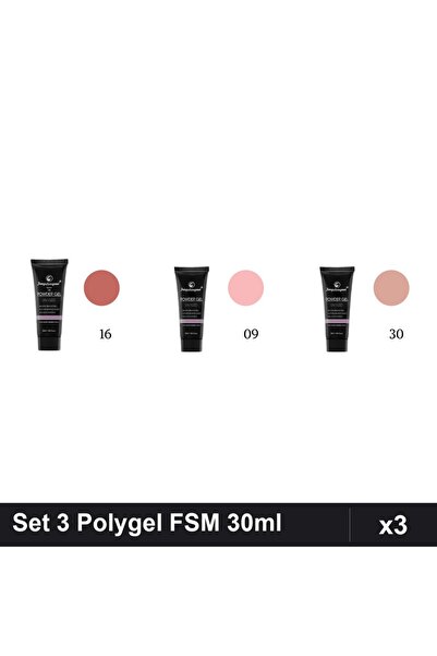 FSM Set 3 Polygel 30ml - Nr.16, Nr.09, Nr.30 - Construcție Unghii