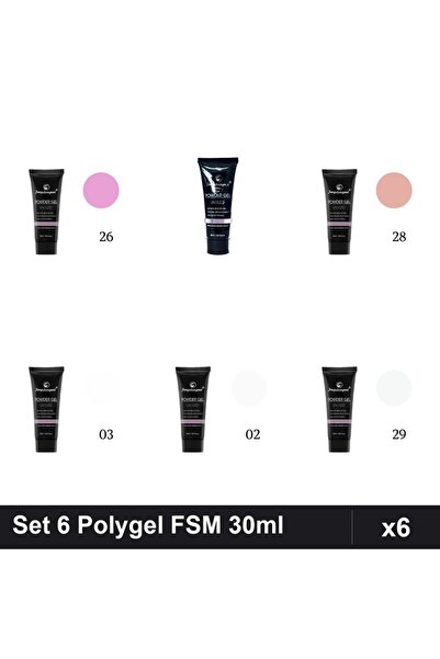 FSM Set 6 Polygel 30ml - Nr.26, Nr.14, Nr.28, Nr.03, Nr.02, Nr.29