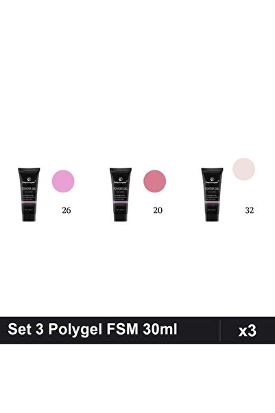 FSM Set 3 Polygel 30ml - Nr.26, Nr.20, Nr.32 - Construcție Unghii