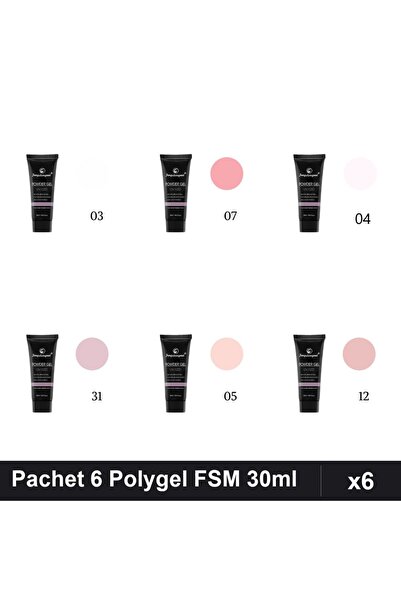 FSM Set 6 Polygel 30ml - Nr.03, 04, 05, 07, 12, 31 - Constructie Unghii