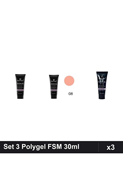 FSM Set 3 Polygel 30ml - Nr.01 CLEAR, Nr.08, Nr.22 - Constructie Unghii