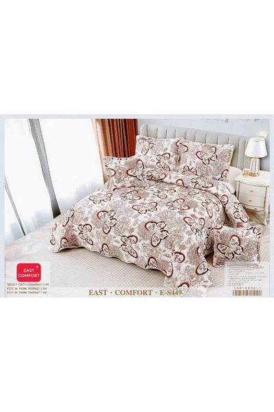 East Comfort Set de cuvertură matlasată din bumbac, 5 piese, crem cu fluturi ...