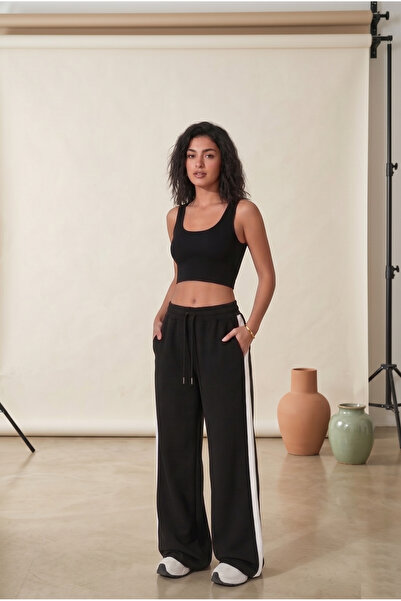luci sports Women's Baggy Stripe Detailed Relaxed Fit Sweatpants