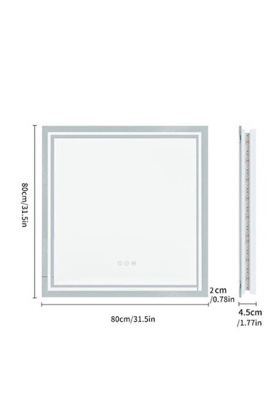 OEM Square mirror with LED lighting, dimmable, with anti-fog technology, mode...