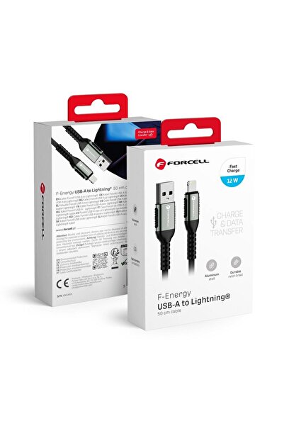 Forcell Cablu USB USB-A - Lightning 0.5 m Negru