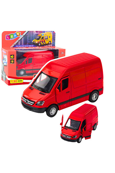 LeanToys Camion de livrare metalic roșu