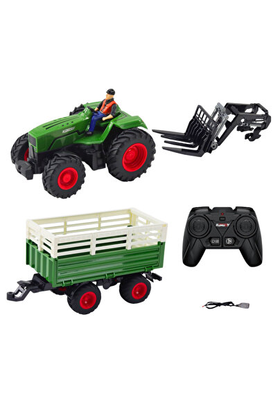 LeanToys Tractor cu remorcă, telecomandat prin radio (RC)