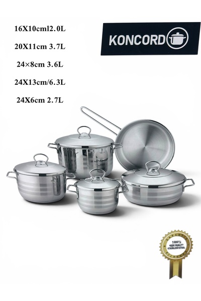 KONCORD High Quality 9Pcs Stainless Steel Cookware Pot Set Cooking Pot Set St...