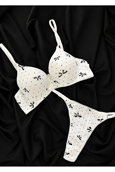 İNKO İÇ GİYİM Bowknot Tiny Heart Patterned Cotton Padded Supported Underwire ...