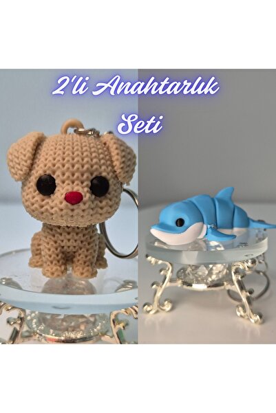 3DAtölyeMaker Cream Knitted Patterned Dog and Light Blue Flexible Colorful Do...