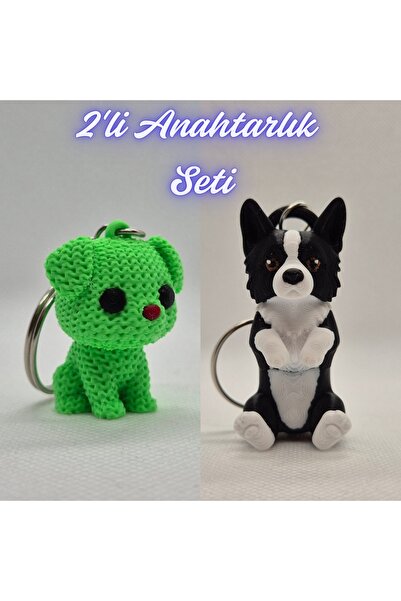 3DAtölyeMaker Light Green Knitted Patterned Dog and Black Border Flexible Dog...