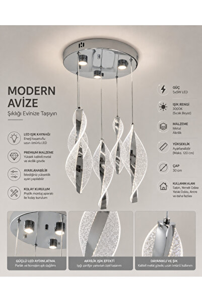 Home Led avize 5 yaprak yuvarlak tepsi