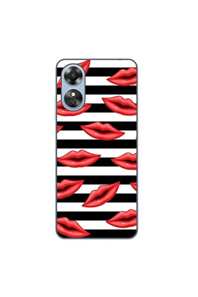 OEM Husa compatibila cu Oppo A17 Silicon Gel Tpu Model Striped Kisses