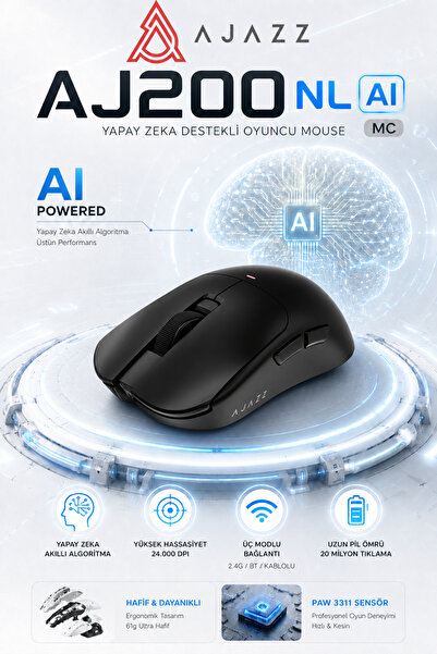 Ajazz Aj200 NL AI Yapay Zeka Sesli Komut Destekli Near-Link 3 Modlu Kablosuz ...