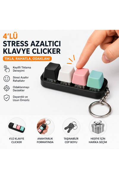MHRDESİNG 4 Lü Clicker Klavye Stress azaltıcı Işıksız