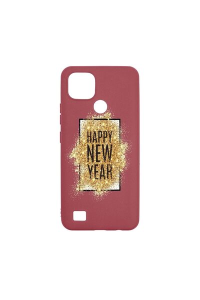 bestcase Силиконов калъф, съвместим с Realme C21, Честита Нова година, устойч...