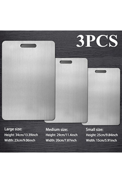 Choice Red 3PC Stainless Steel Chopping Board - Thickened 2-Side for Meat/Fru...