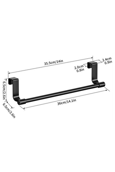 choice2 Black 36cm Towel Rod Steel Metal Wire Over Cabinet & Door Hanging Tow...