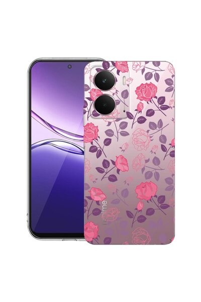 bestcase ¬Æ Husa pentru Realme P3 cu Design Rose, Clear Slim Silicon, Antisoc...