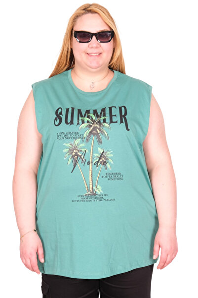 ModeXL Modni XL pravi plus size ženski top bez rukava sa printom za leto U260...