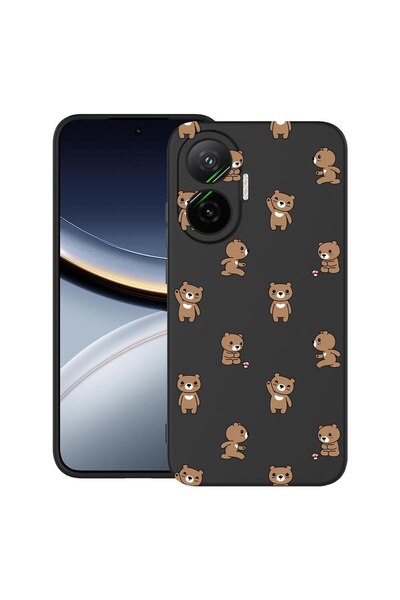 bestcase ¬Æ Husa pentru Poco F7 cu Design Teddy Bear Pattern, TPU Mat Ultra S...