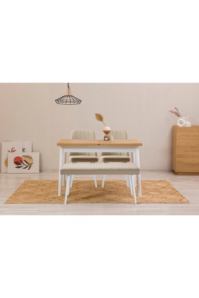 Vivense OLİVER MASA TAKIMI, KARİNA BEYAZ, 75X120