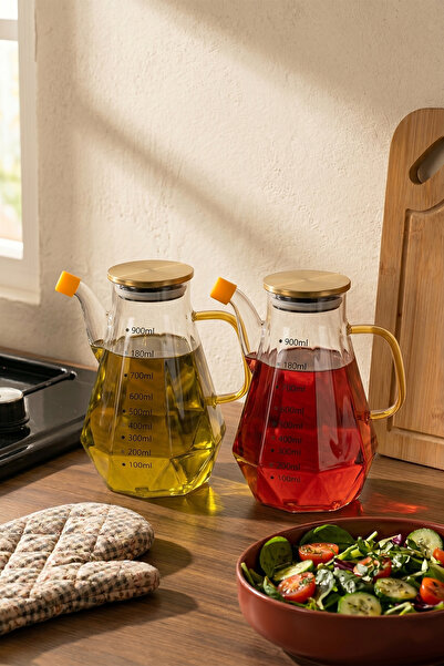 Porsima Yh003 2-Piece Borosilicate Glass Oil Pot Set with Metal Lid and Vacuu...