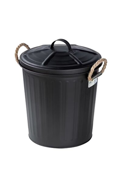 OEM Re-Bloom – Steel Waste Bin with Lid 6L, D23x29 cm, Bathroom & Office, Black