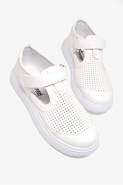 Tonny Black Children's Unisex White Velcro Sandals