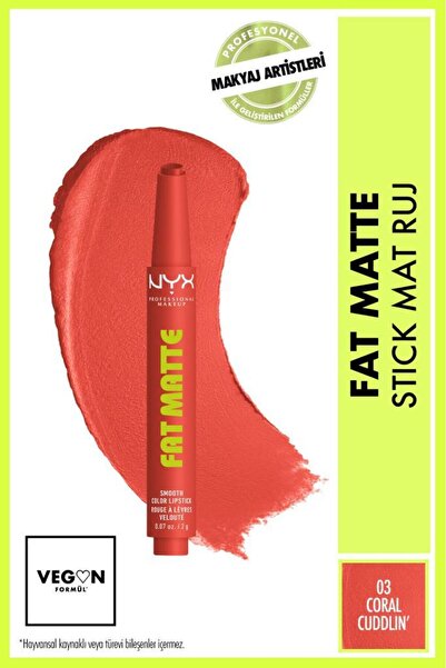 NYX Professional Makeup Fat Matte Nemlendirme Etkili Mat Ruj - 03 Coral Cuddlin'