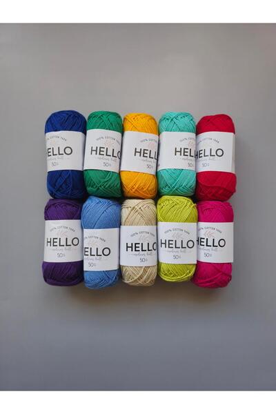 Hello 10 Pieces of Vibrant Colors 50 Grams of Cotton Yarn