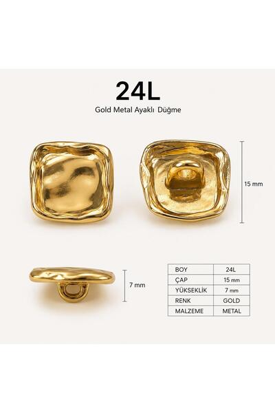 SAVIOBBT GOLD METAL KARE KIRIŞIK DOKULU DÜĞME 6LI PAKET
