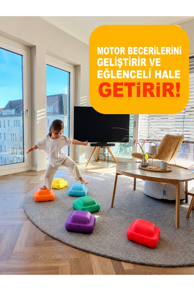 Magblock Çocuklar İçin Renkli Adım Taşları - Denge Oyunu - EPP Eğitici Oyunca...