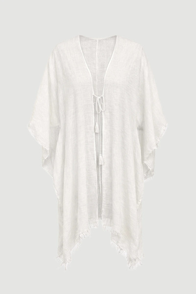 Gusto Lace-Up Long Kimono - White