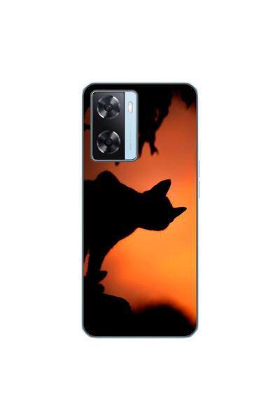 OEM Калъф, съвместим с Oppo A57s, силиконов гел TPU, с десен Хелоуин Черна котка