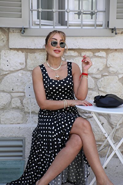 QİMYA BUTİK BUKETLİ Rochie lungă din bumbac pieptănat, cu guler pătrat, cu bu...