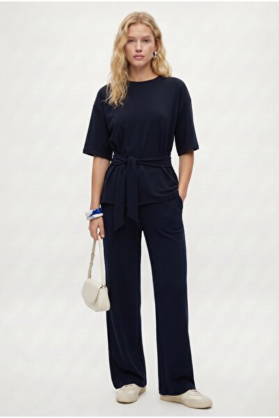 Ritnice Women's River Modal Touch Tie-Detail Blouse Elastic Waist Wide-Leg Pa...