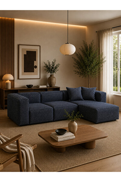 Haliloğlu Relax Soft Standart 4 Modül Köşe Takımı (Mavi) Keten 560, (2 Köşe, ...