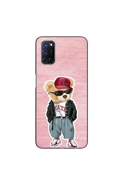 OEM Case compatible with Oppo A72 Silicone Gel Tpu Pattern Pink Jeans Bear