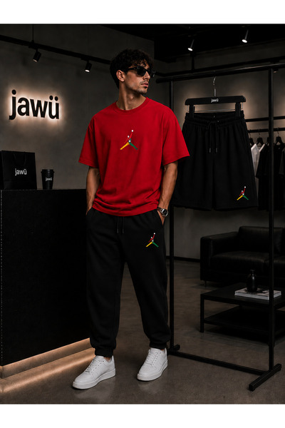 JAWÜ STYLE Basket Atan Adam Printed 3-Piece T-Shirt Shorts Tracksuit Set