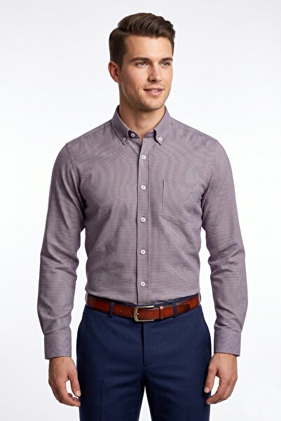 KAMER Men's Classic Single Pocket Long Sleeve Shirt 4074 Bgl-St05491