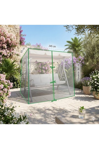 KÜSKÜ 245 cm Salıncak Koruma Örtüsü 240x125x160 cm Su Geçirmez Şeffaf Dış Mekan