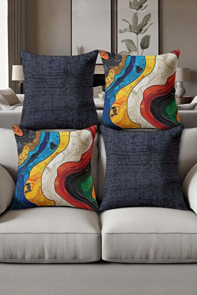 Dolce Mariee Digital Printed Soft Textured 4-Piece Throw Pillow Cover Set Krl...