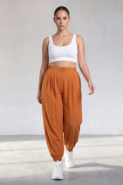 EXİTLİNE Pantaloni de damă Kiremit de vară, cu talie și picior elastic, cu de...