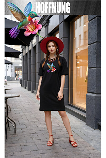 HOFFNUNG Women's Short Sleeve Crew Neck T-Shirt Dress Nightgown