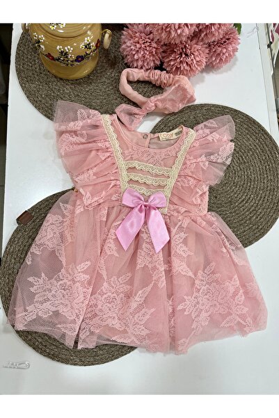 TOOY Bebek Tüllü Bandanalı Çıtçıtlı Gelinlik