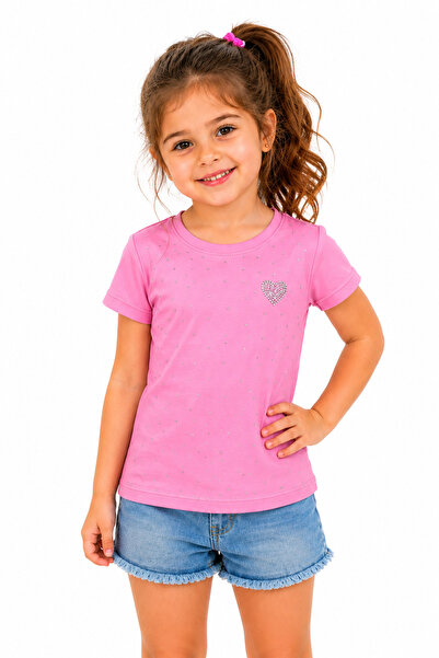 ModaPlaza Tricou pentru fete cu imprimeu cu pietre 10927